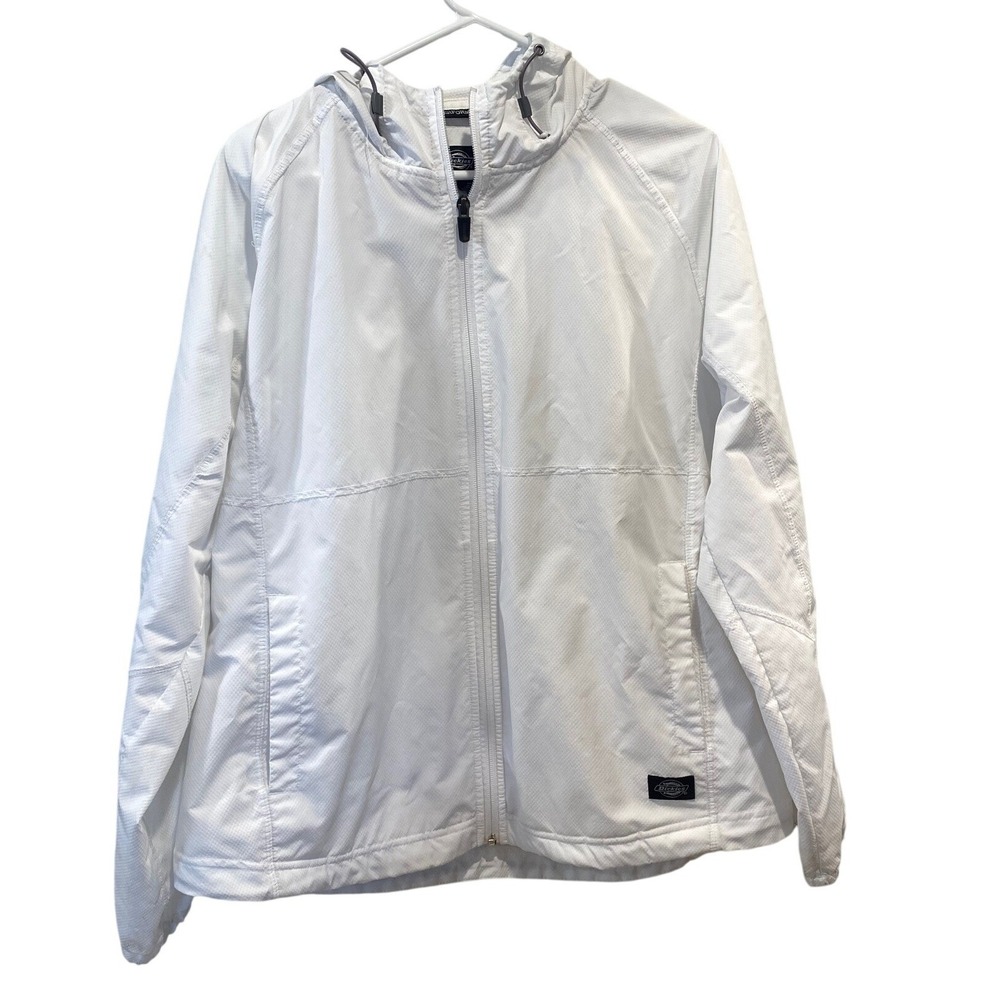 Dickies Performance System Mens White Hooded Lightweight‎ Jacket XL Adjustable
